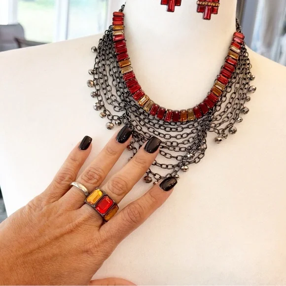 SIMPLY VERA WANG Necklace Earrings & Bracelet 4 Piece Set Gun Metal Gray Tone - Picture 3 of 15